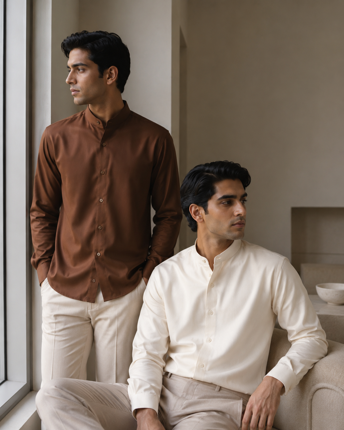 Mandarin Collar | Deep Brown