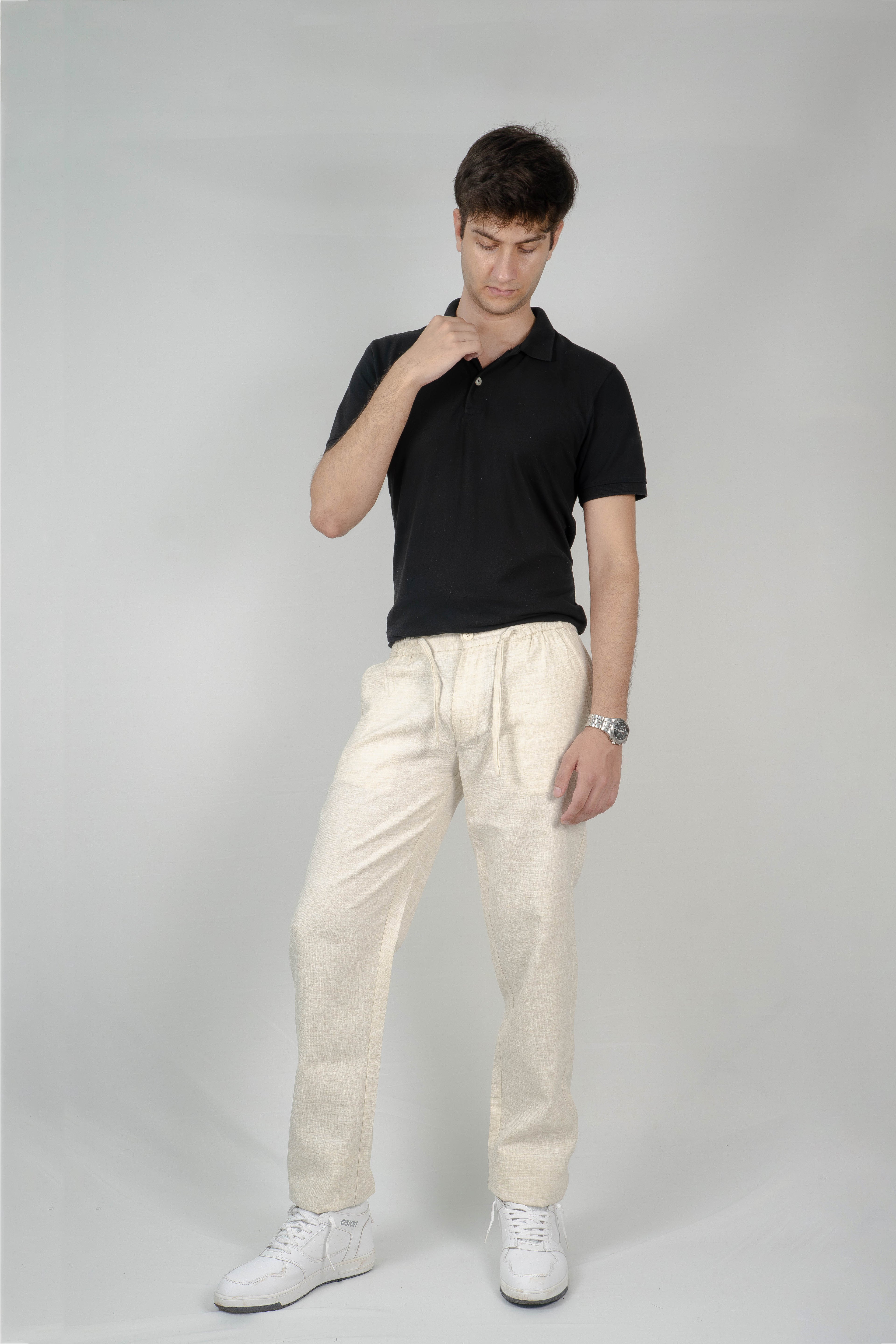 Cream Linen Trousers