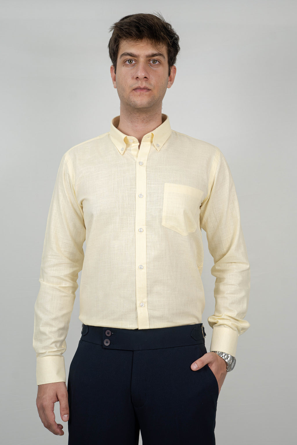 Lemon Yellow Linen Shirt