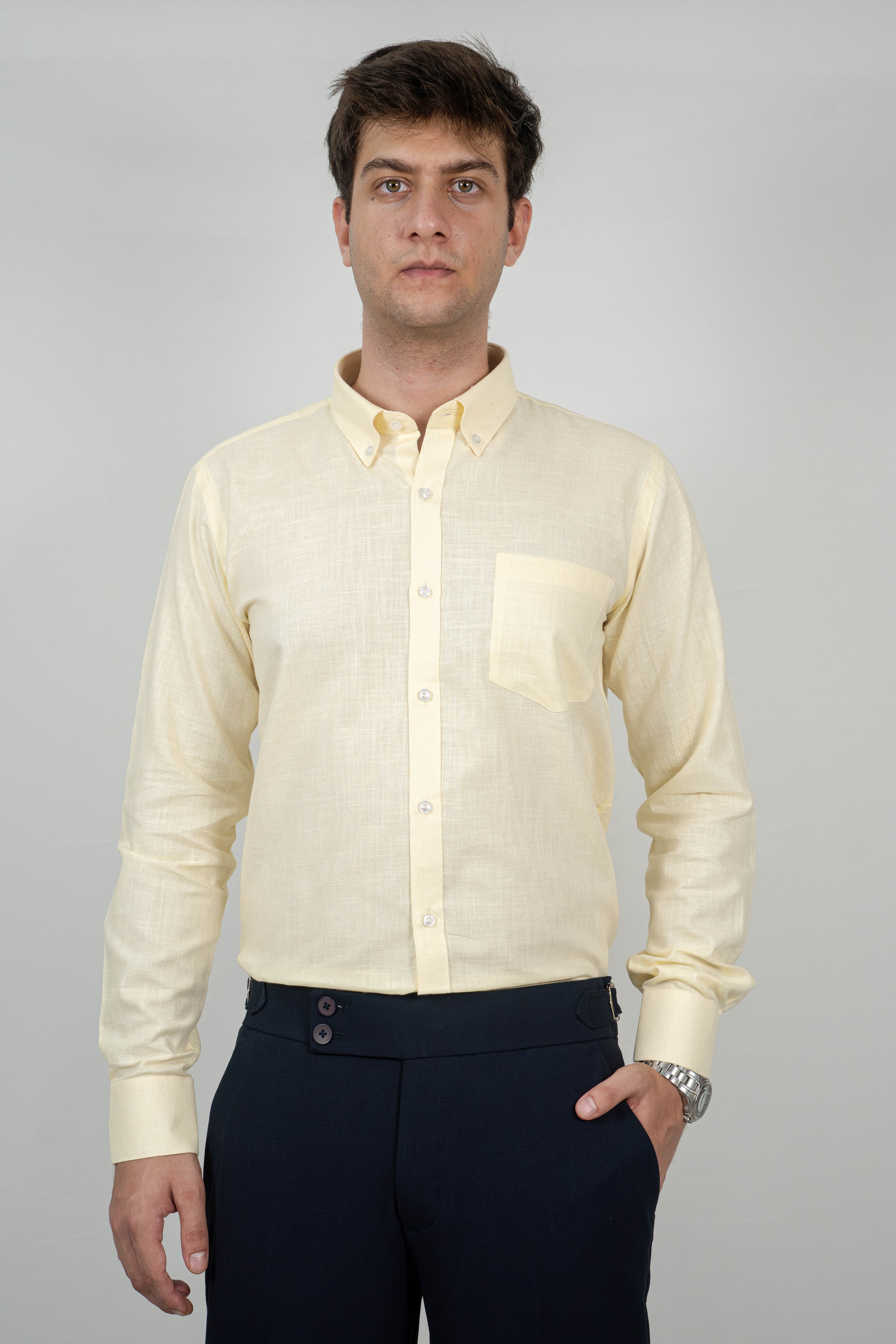 Lemon Yellow Linen Shirt