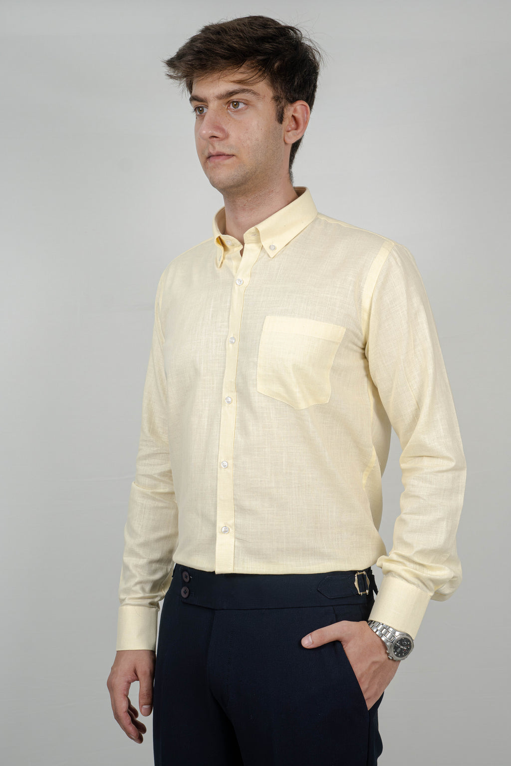 Lemon Yellow Linen Shirt
