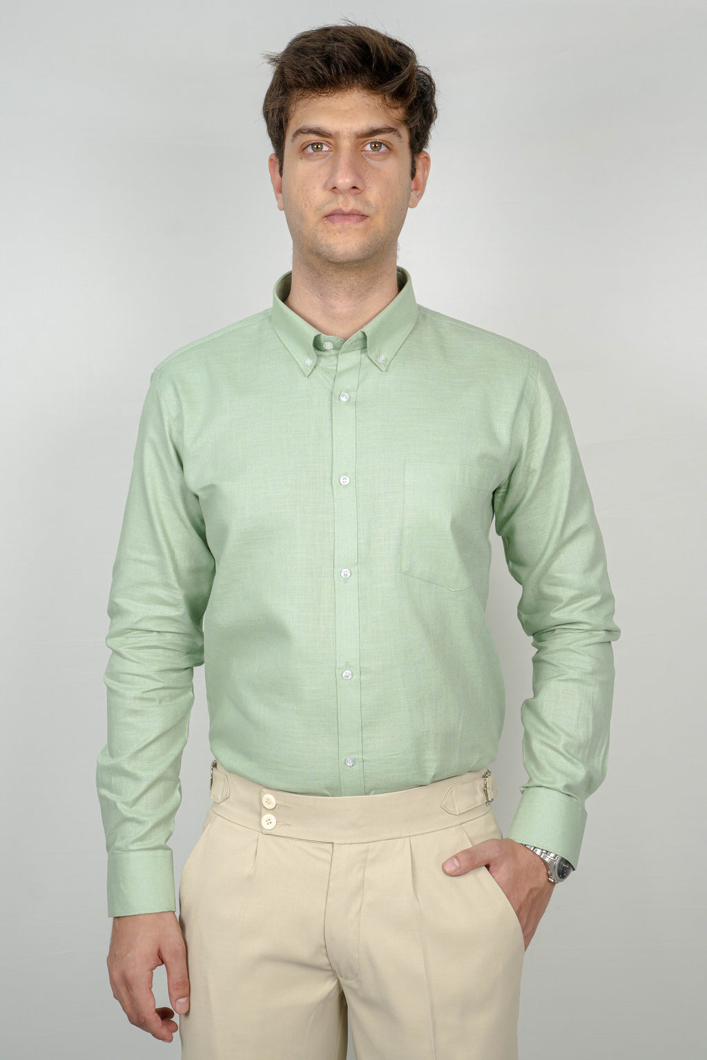 Mint leaf Green Linen Shirt