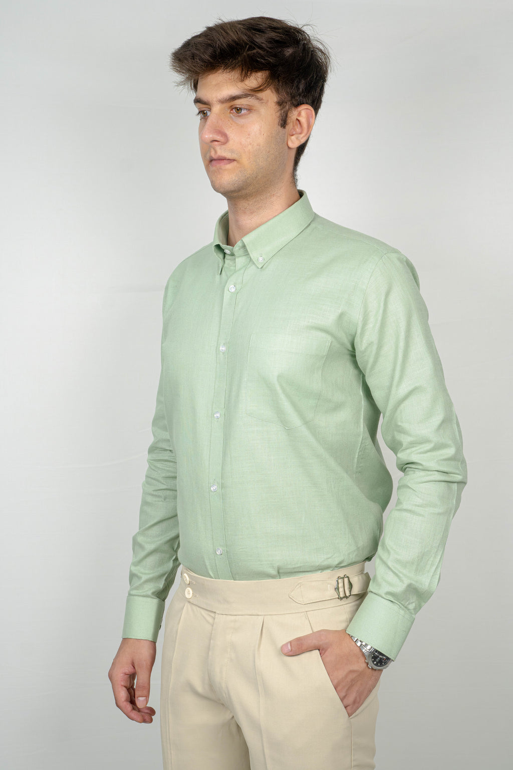 Mint leaf Green Linen Shirt