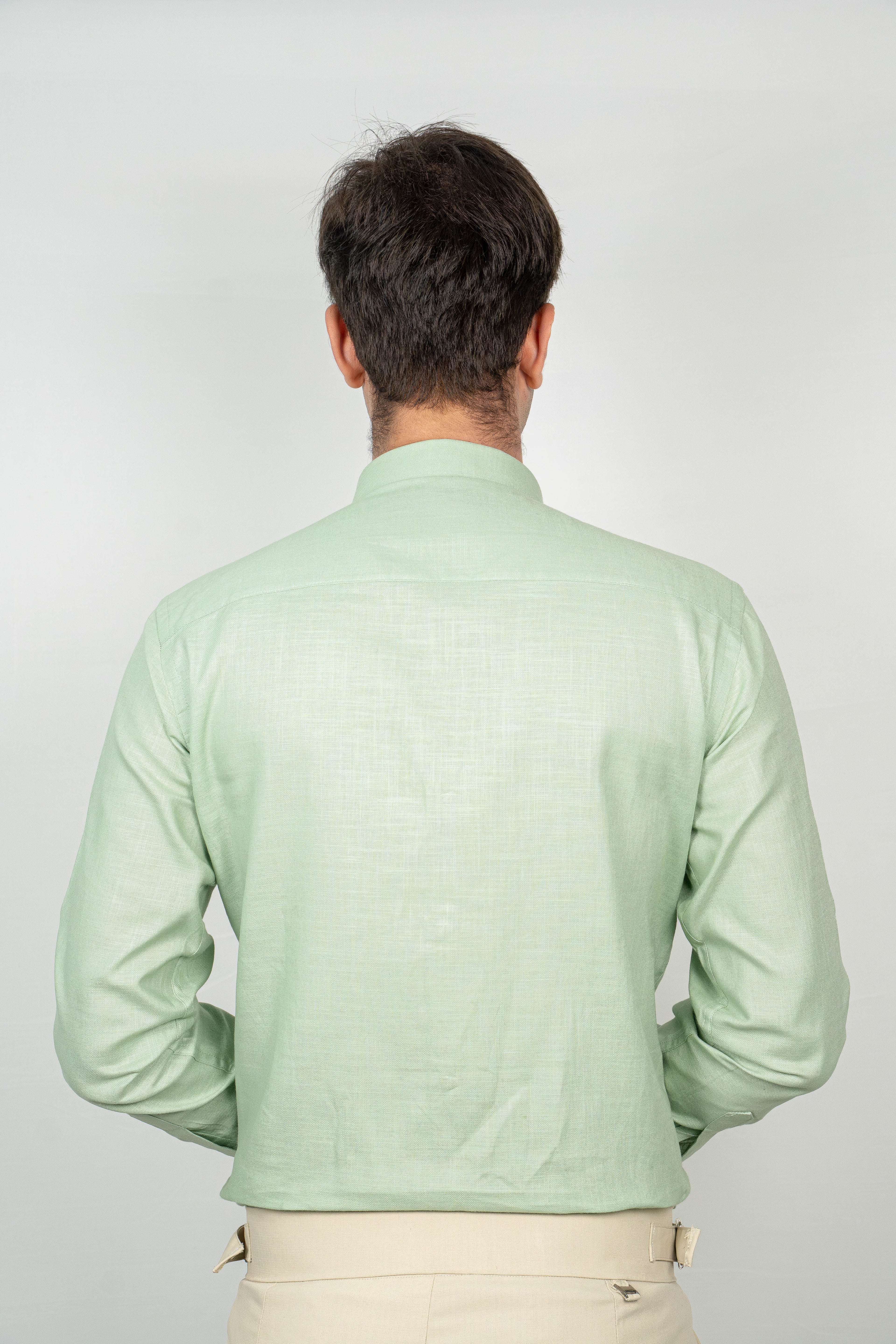Mint leaf Green Linen Shirt