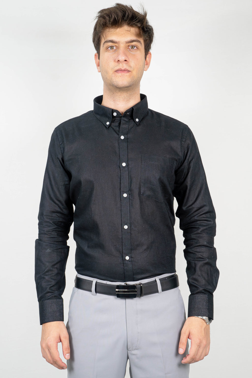 Classic Midnight Black Linen Shirt
