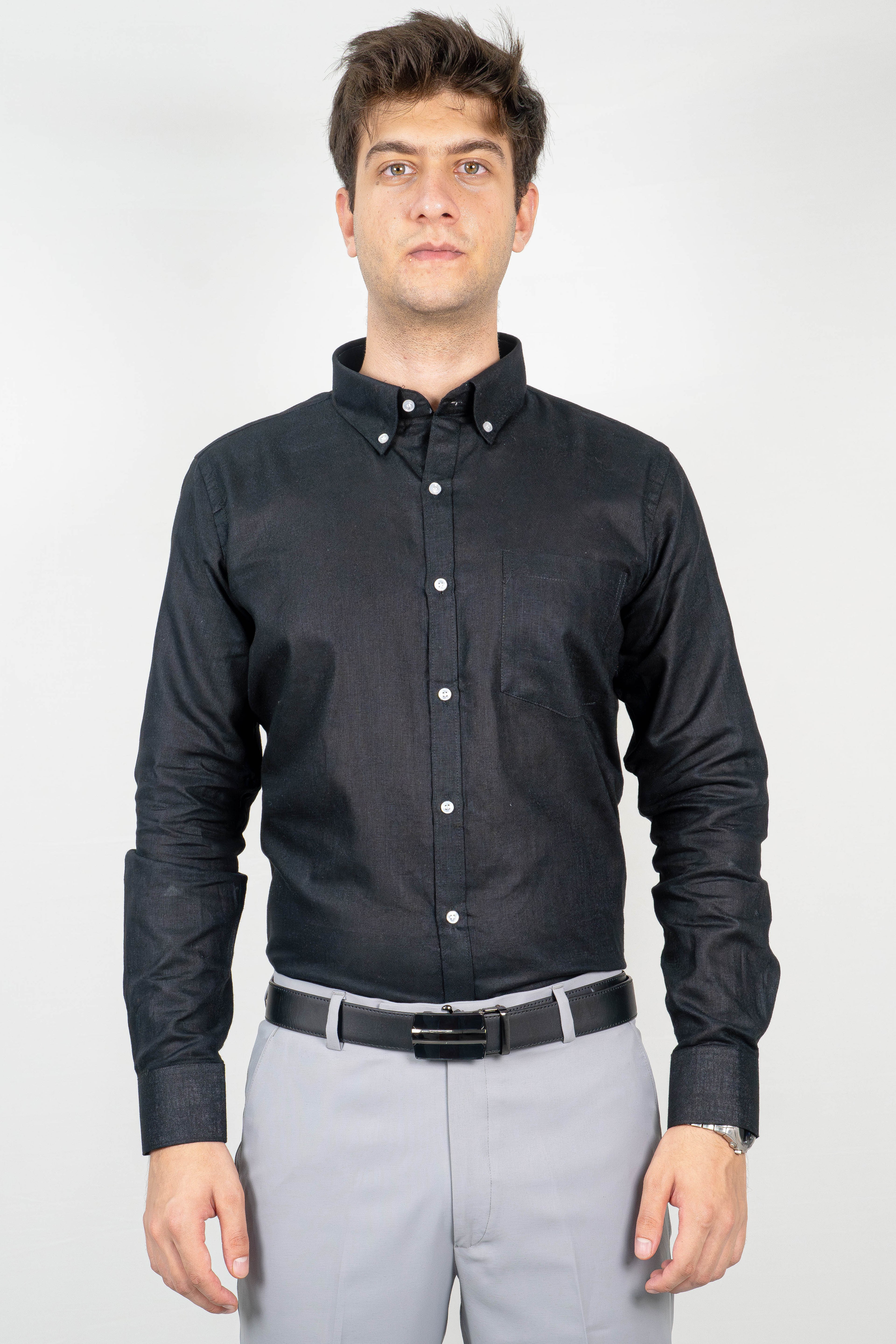 Classic Midnight Black Linen Shirt