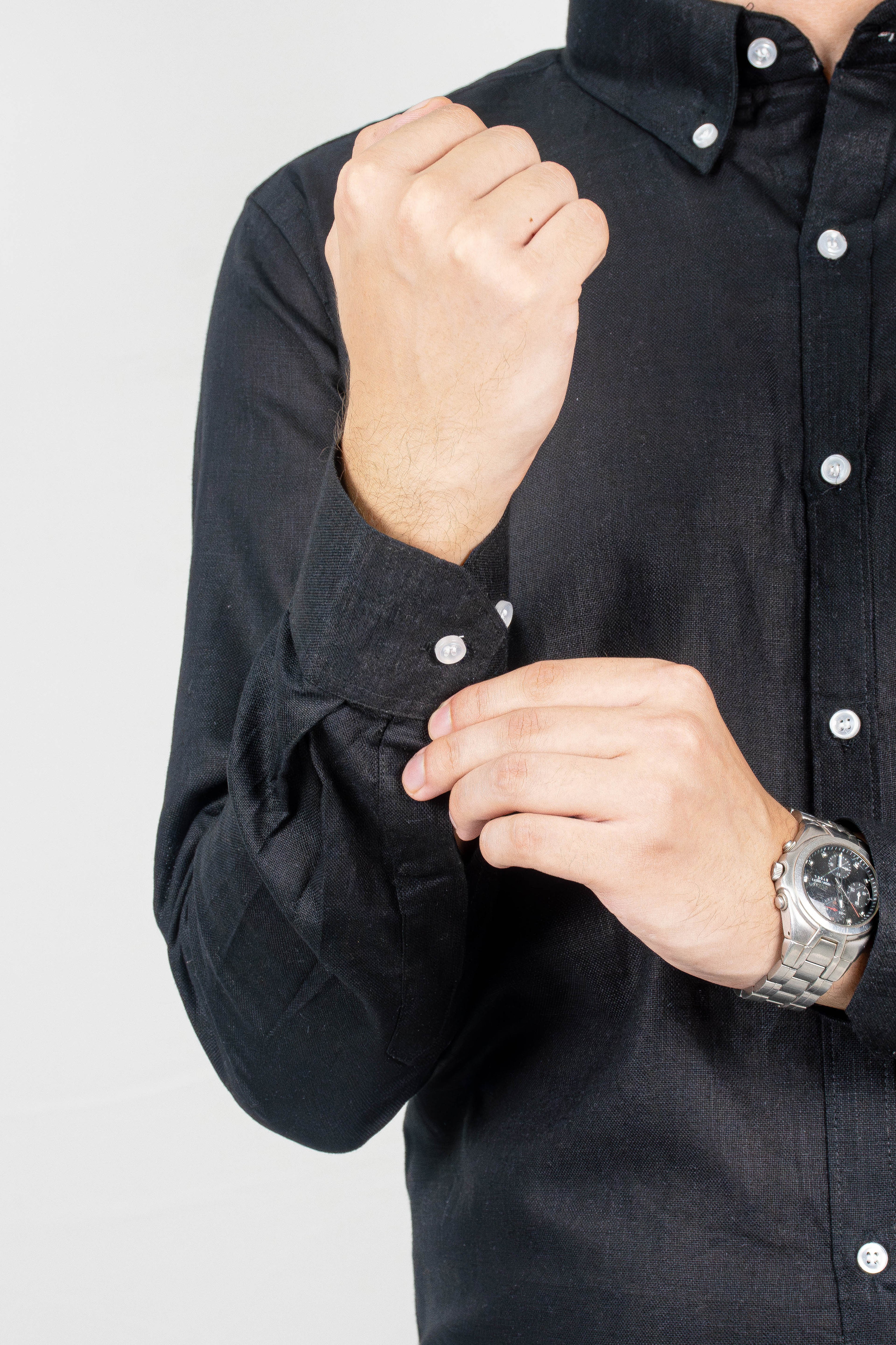 Classic Midnight Black Linen Shirt