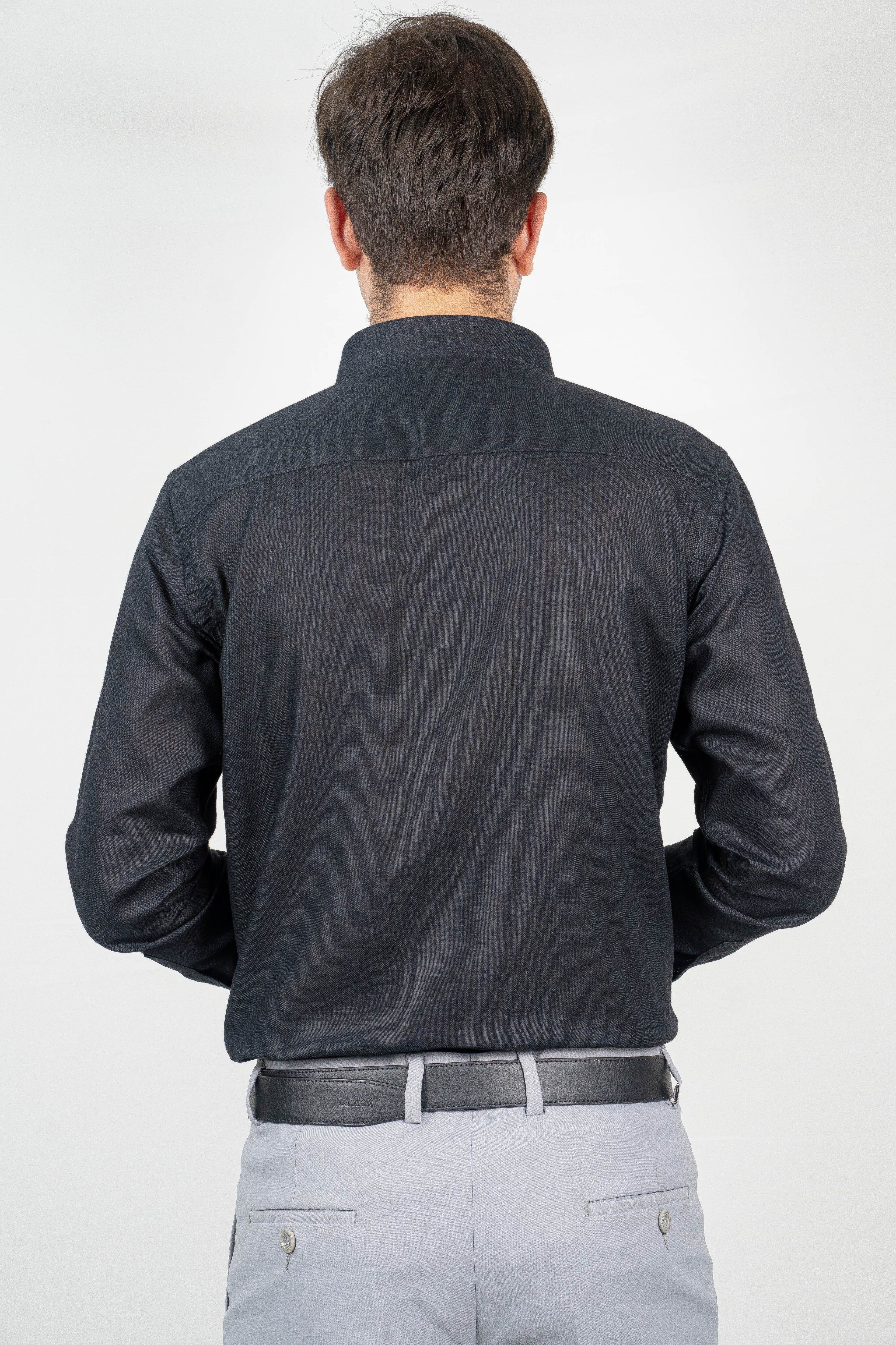 Classic Midnight Black Linen Shirt