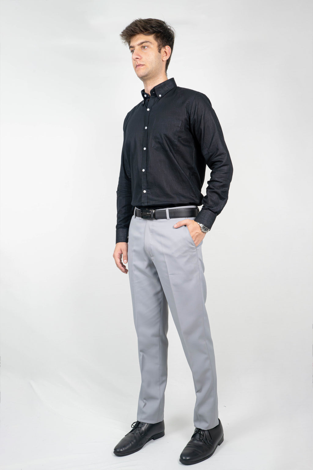 Classic Midnight Black Linen Shirt