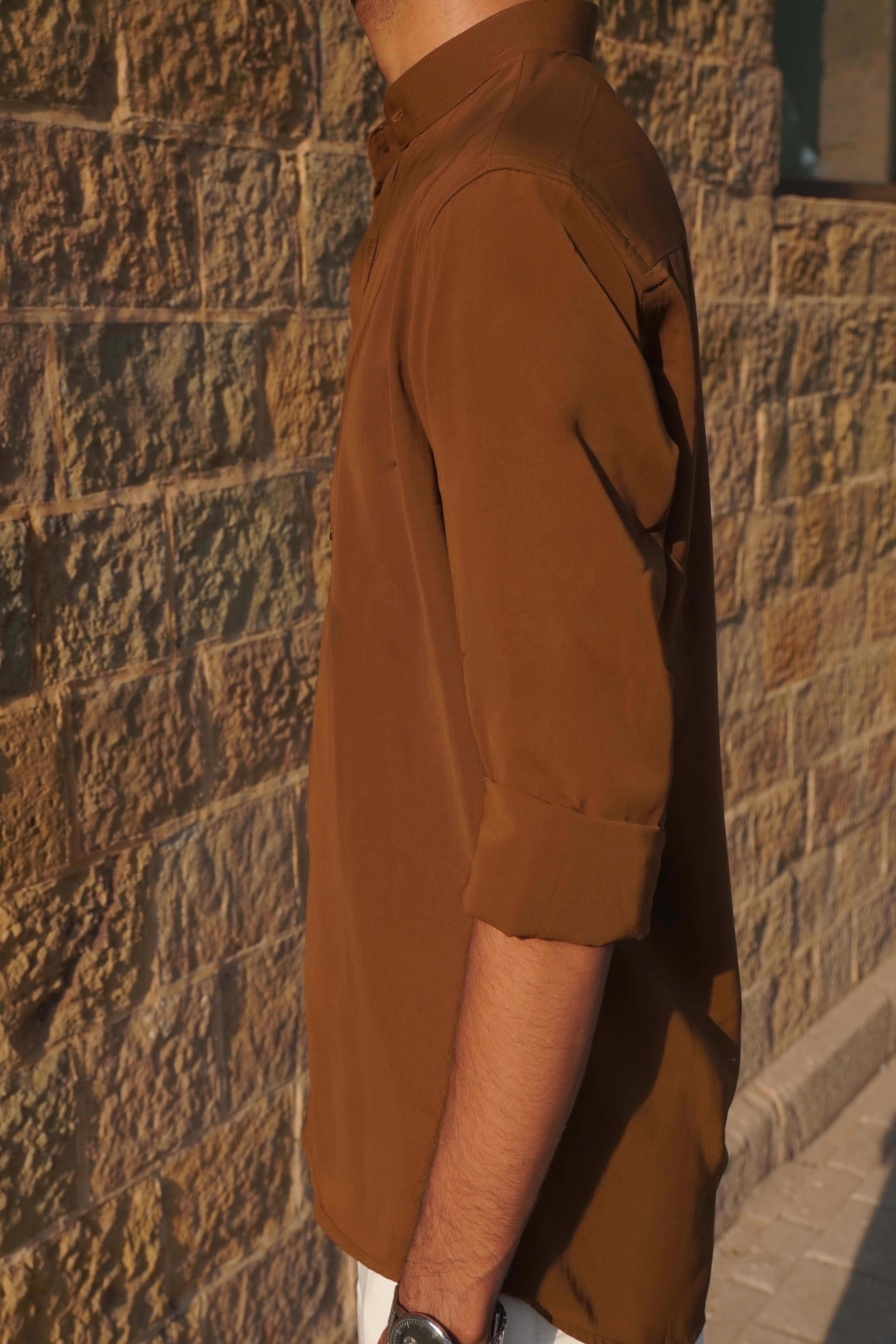 Mandarin Collar | Deep Brown