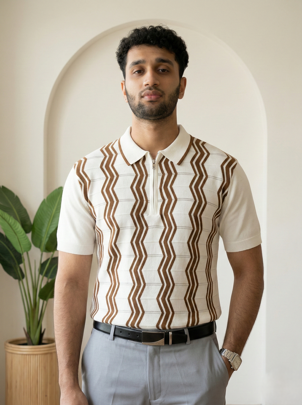 Ivory Knit Polo | Offwhite