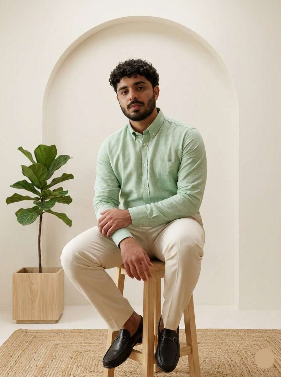 Mint leaf Linen Shirt | Green