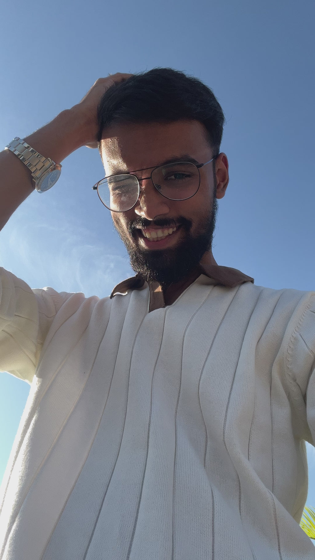 Cream Knit Polo | Cream